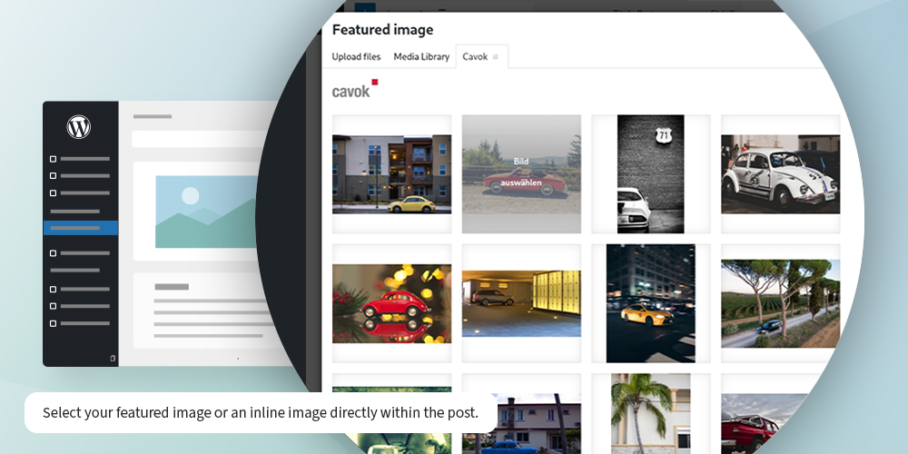 Select your featured image or an inline image directly within the post