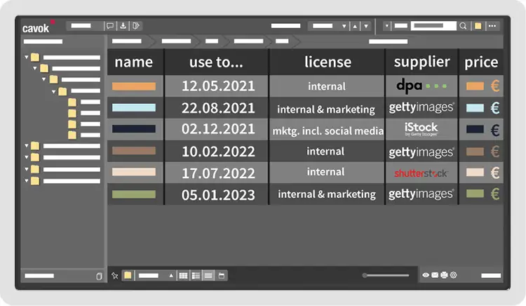 Comfortable overview of expired image rights